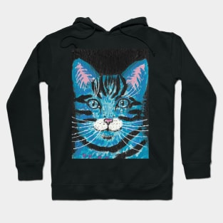 Blue Tabby cat face Hoodie